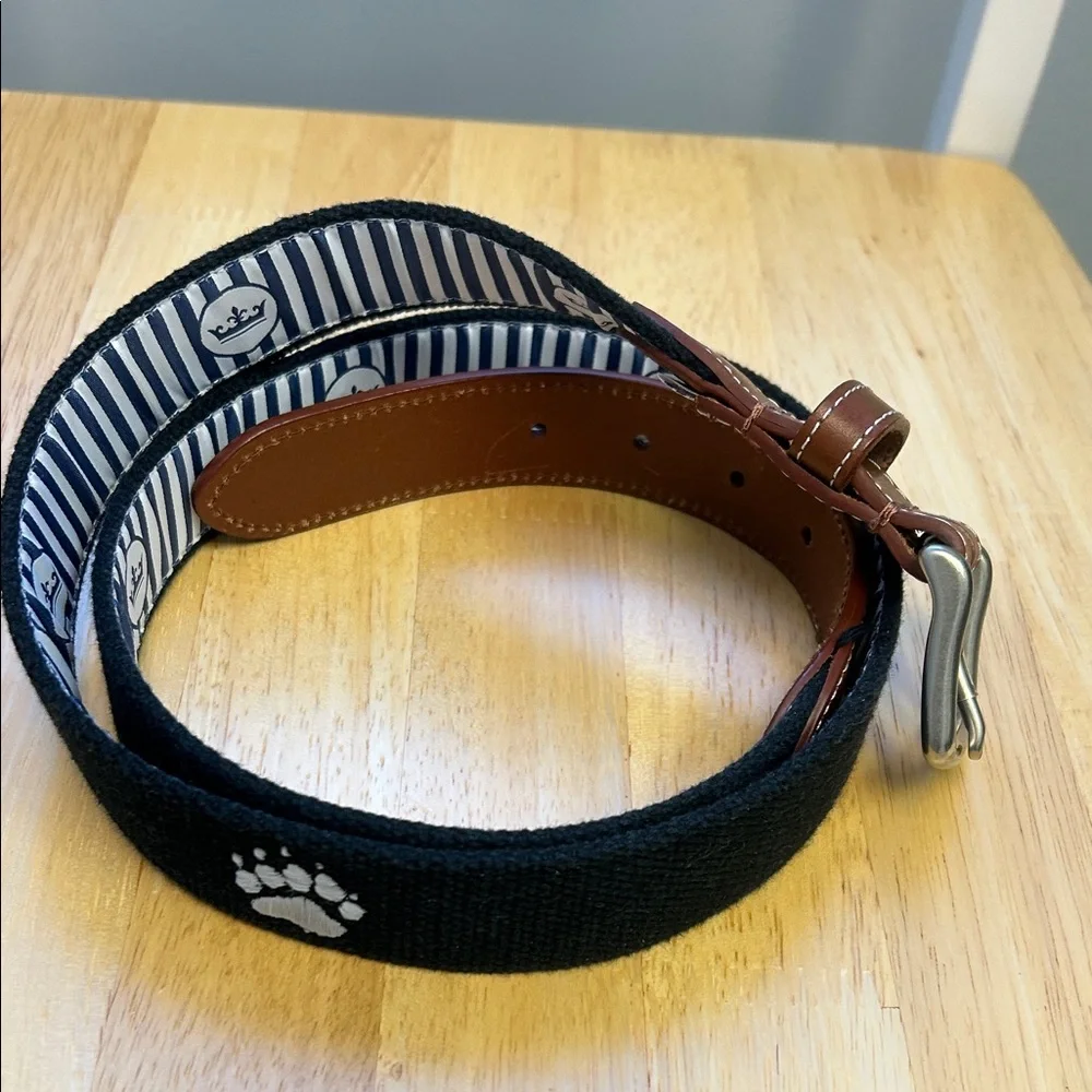 Peter Millar Belt Men's Size 40 Leather Cotton Canvas PGA National Bear Paw Golf